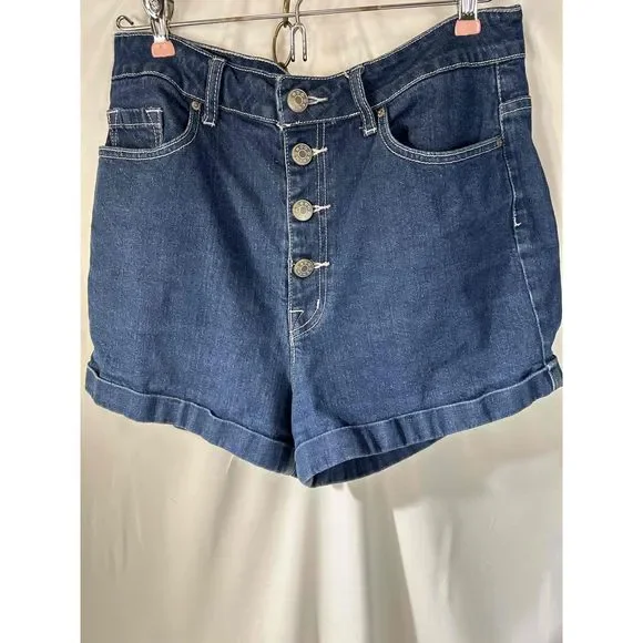 BDG Womens Blue Denim Button Fly Cuffed Hem Shorts Size 30 - Picture 1 of 8